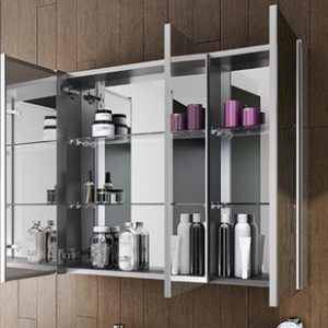 Fleurco Tri Panel Medicine Cabinet Mirrored Interior