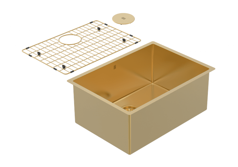 CAC584-EGWK-ODK-768x542 Zomodo CAC584-BK- Cayman, Lrg Single Sink - Undermount + Bottom Grid + Waste Cover, 16ga, R10