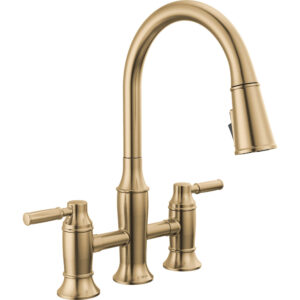 Delta Renaldi Two Handle Pull-Down Bridge Kitchen Faucet