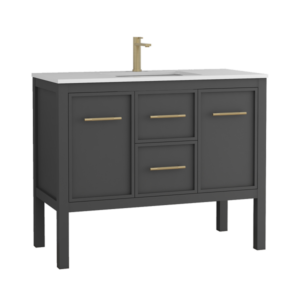 Cordoba 42" Vanity with White Engineered Marble Top and Built-in Sink with Faucet and Drain