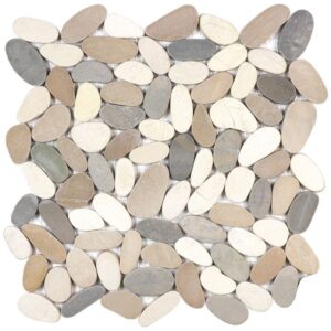 Ames Zen Pebble 12x12 Flat Stone Pebble Tile