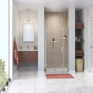 Maax Manhattan 37-39 x 68 in. 6 mm Pivot Shower Door for Alcove Installation with Clear Glass & Round Handle